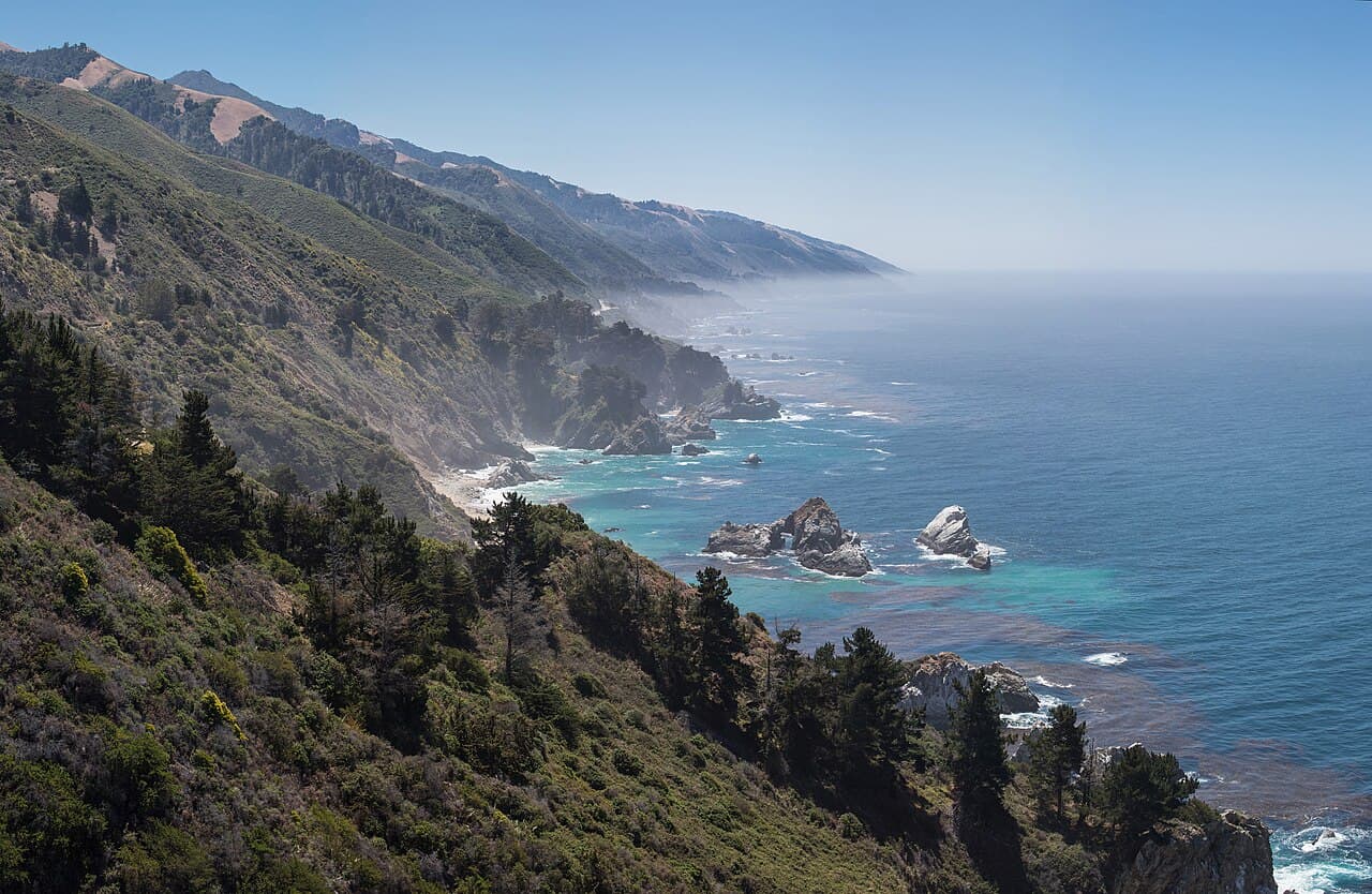 The Big Sur coastline at Bixby Creek, cliffs dropping to the Pacific
